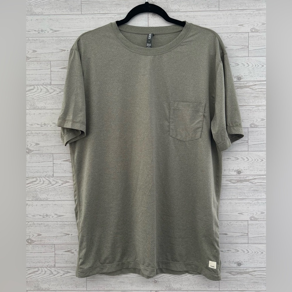 VUORI Shirt Mens Tradewind Performance Tee Shirt Olive Green Athletic Large